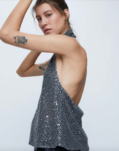 Load image into Gallery viewer, 33W/11210 TOP HALTER WITH SEQUINS AND OPEN BACK