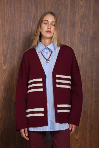 LOUD SOUL CARDIGAN BORDEAUX