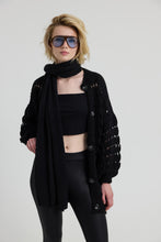 Load image into Gallery viewer, MINELI Relaxed fit openwork knit cardigan with round neckline