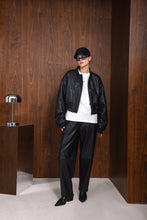 Load image into Gallery viewer, IDENTITY FAUX LEATHER BOMBER JACKET