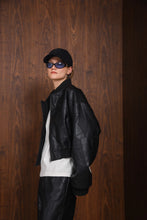 Load image into Gallery viewer, IDENTITY FAUX LEATHER BOMBER JACKET