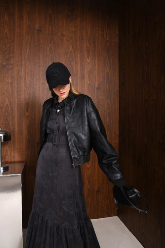 IDENTITY FAUX LEATHER BOMBER JACKET