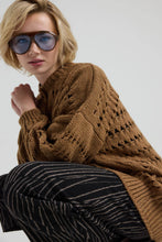 Load image into Gallery viewer, MINELI Relaxed fit openwork knit cardigan with round neckline
