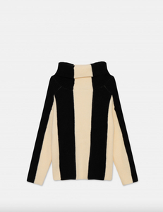 KNITTED SWEATER WITH HIGH COLLAR AND STRIPED PRINT (33W/10208)