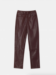 STRAIGHT LONG PANTS MADE OF BURGUNDY SYNTHETIC LEATHER (33W/11275)