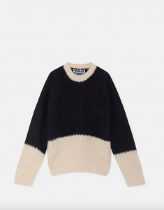 BLACK TWO-TONE THICK KNIT SWEATER (33W/10201)