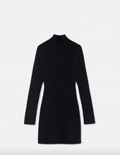 Load image into Gallery viewer, SHORT BLACK RIBBED KNIT DRESS, FITTED (33W/10229)