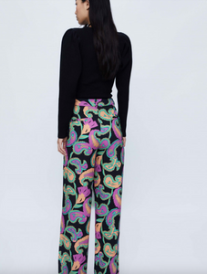33W/11220 STRAIGHT LONG PANTS WITH MULTICOLOR PAISLEY PRINT