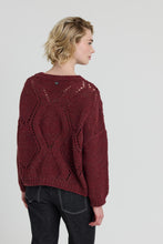 Load image into Gallery viewer, SUNDAY Relaxed fit crew neck knit sweater with textured geometric pointelle