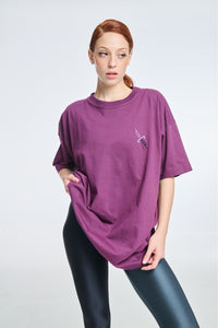 WOMAN SHORT-SLEEVE T-SHIRT ONE COLOR WITH SILK PRINT ABSTRACT