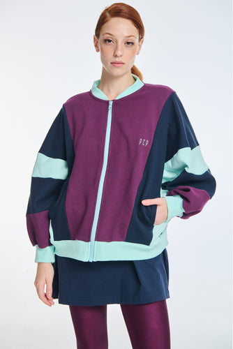 WOMAN BOMBER JACKET WITH EMBROIDERY SASHA AUBERGINE