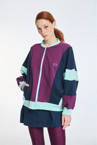 WOMAN BOMBER JACKET WITH EMBROIDERY SASHA AUBERGINE