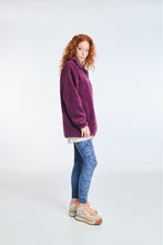 Load image into Gallery viewer, WOMAN FLEECE HOODIE WITH EMBROIDERY MANNIE AUBERGINE