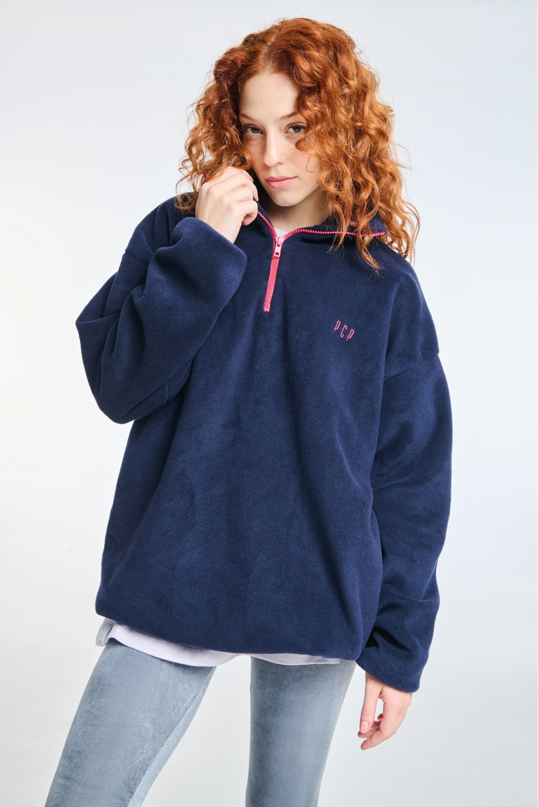 WOMAN FLEECE HOODIE WITH EMBROIDERY MANNIE DARK BLUE