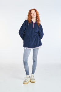 WOMAN FLEECE HOODIE WITH EMBROIDERY MANNIE DARK BLUE