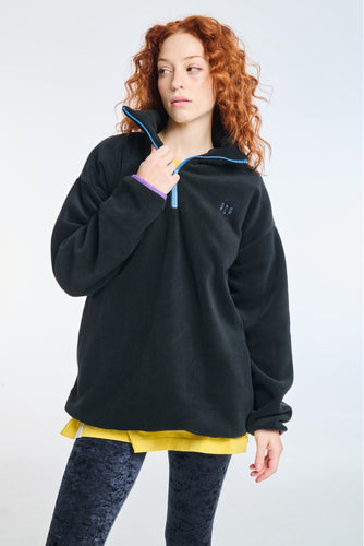 WOMAN FLEECE HOODIE WITH EMBROIDERY MANNIE BLACK