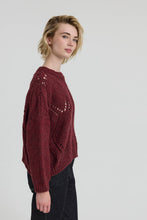 Load image into Gallery viewer, SUNDAY Relaxed fit crew neck knit sweater with textured geometric pointelle
