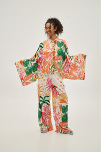 WOMAN TROUSERS PRINTED - TINA-WHITE