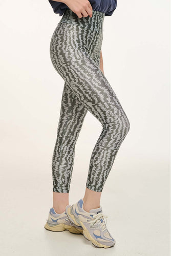 WOMAN PRINTED HIGH-WAISTED LEGGINGS - CRAYON