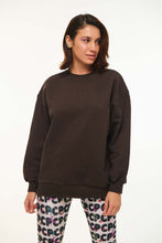 Load image into Gallery viewer, WOMAN CREWNECK WITH EMBROIDERY - BASIC- BROWN