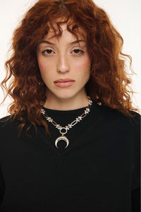 WOMAN CREWNECK WITH EMBROIDERY - ELAINE - BLACK