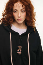 Load image into Gallery viewer, WOMAN ZIP HOODIE WITH EMBROIDERY - SUZANA-BLACK