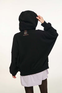 WOMAN ZIP HOODIE WITH EMBROIDERY - SUZANA-BLACK