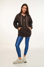 Load image into Gallery viewer, UNISEX ZIP HOODIE WITH EMBROIDERY-BROWN