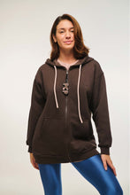 Load image into Gallery viewer, UNISEX ZIP HOODIE WITH EMBROIDERY-BROWN