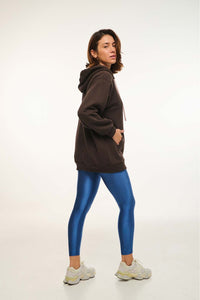 UNISEX ZIP HOODIE WITH EMBROIDERY-BROWN
