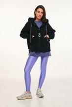 Load image into Gallery viewer, WOMAN ZIP HOODIE WITH EMBROIDERY - AMALFI - BLACK
