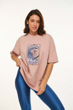 Load image into Gallery viewer, WOMAN SHORT SLEEVE T-SHIRT WITH EMBOIDERY AND SILK PRINT – THE MOON -PINK