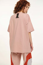 Load image into Gallery viewer, WOMAN SHORT SLEEVE T-SHIRT WITH EMBOIDERY AND SILK PRINT – THE MOON -PINK