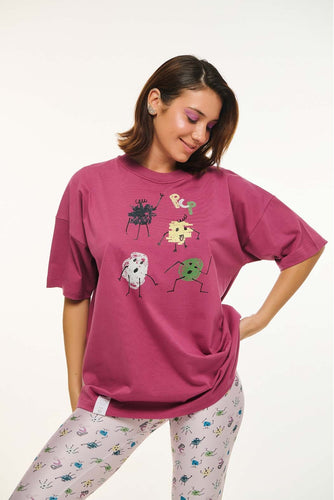 WOMAN SHORT SLEEVE T-SHIRT WITH TRANSFER PRINT - DOODLES