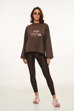 Load image into Gallery viewer, WOMAN LONGSLEEVE T-SHIRT WITH PRINT - MELANGE NATURE-BROWN