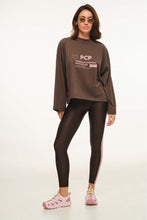 Load image into Gallery viewer, WOMAN LONGSLEEVE T-SHIRT WITH PRINT - MELANGE NATURE-BROWN