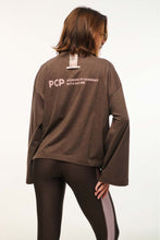 Load image into Gallery viewer, WOMAN LONGSLEEVE T-SHIRT WITH PRINT - MELANGE NATURE-BROWN