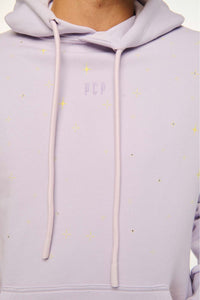 UNISEX HOODIE WITH EMBROIDERY AND TRANSFER PRINT - THE CRYSTAL- LILAC