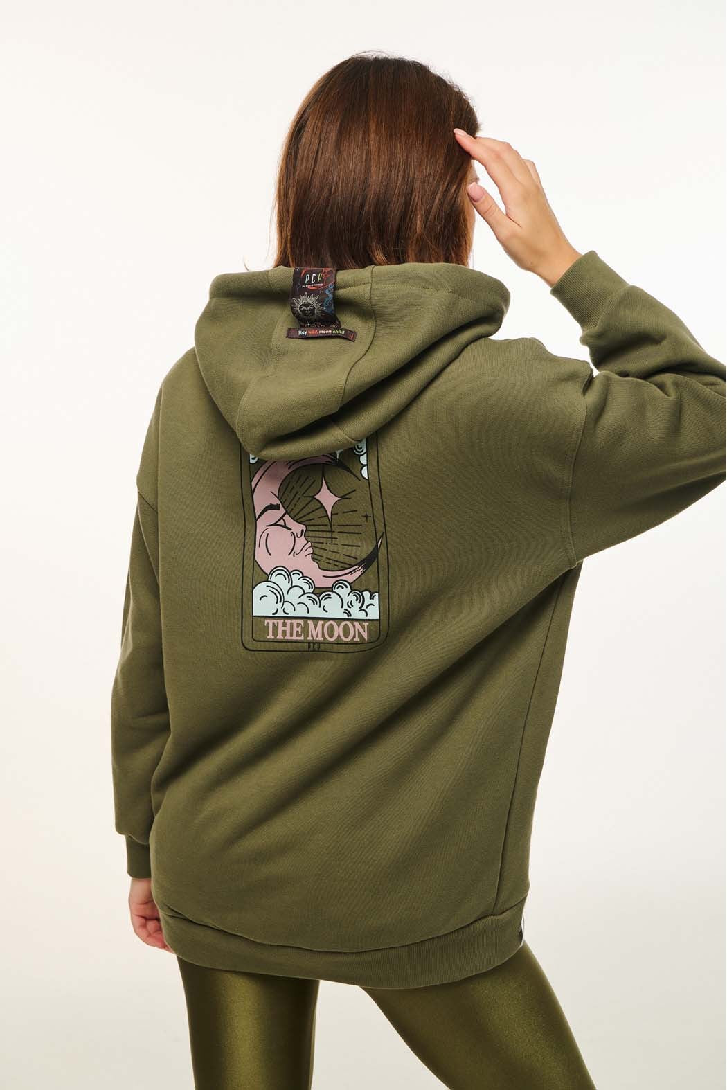 WOMAN HOODIE WITH SILK PRINT - THE MOON