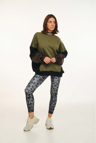 WOMAN CREWNECK WITH EMBROIDERY - MIRA - OLIVE