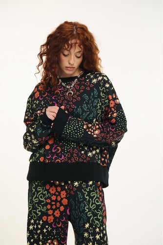 WOMAN CREWNECK WITH EMBROIDERY - GARDEN OF SIN