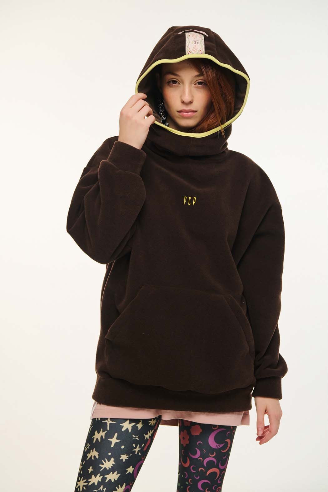 WOMAN FLEECE CREWNECK WITH EMBROIDERY - NICO - BROWN