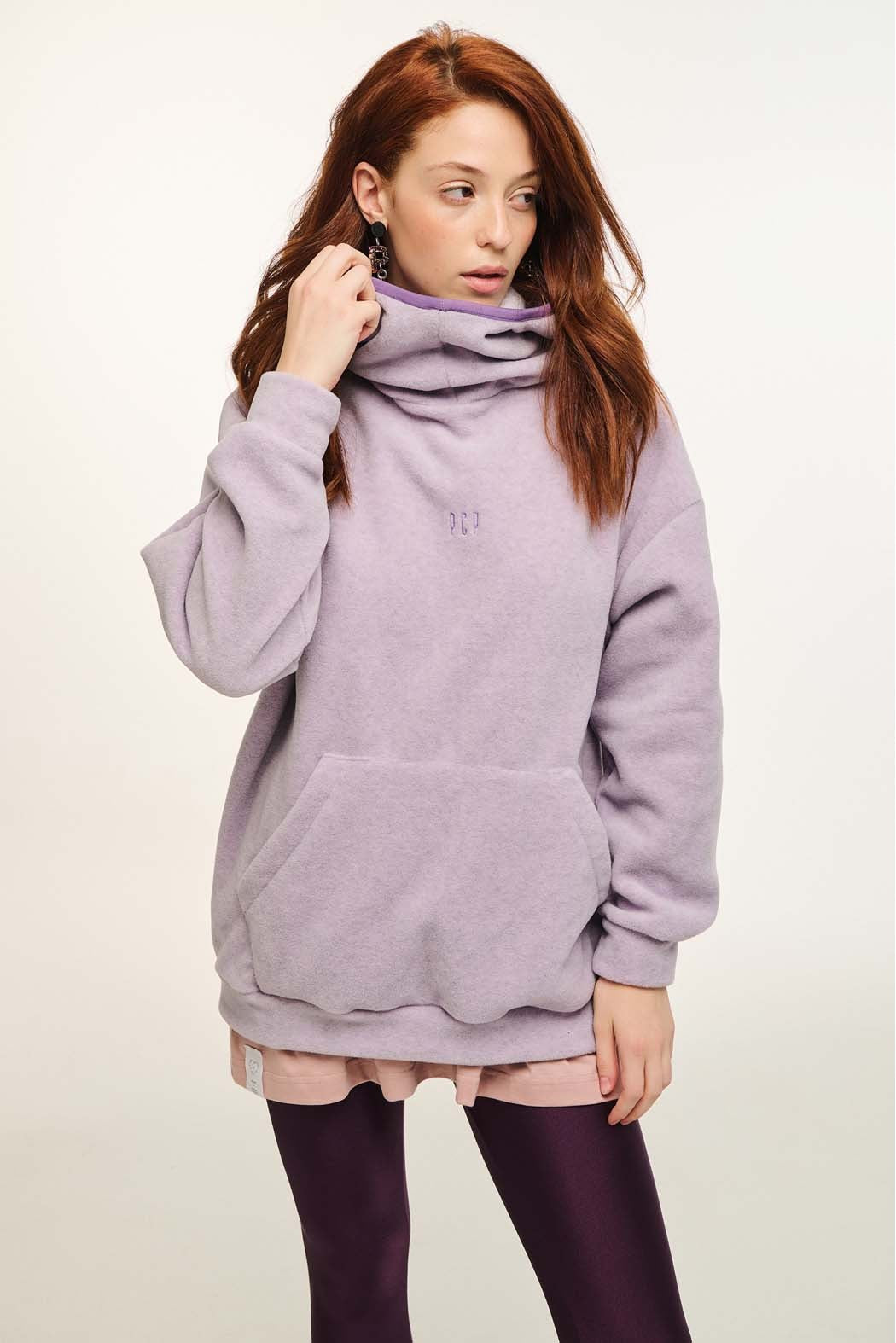 WOMAN FLEECE CREWNECK WITH EMBROIDERY - NICO - LILAC