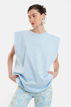 Load image into Gallery viewer, SLEEVLESS T-SHIRT WITH EMBOSSED PATTERN - BUBBLE -SKY BLUE