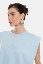 Load image into Gallery viewer, SLEEVLESS T-SHIRT WITH EMBOSSED PATTERN - BUBBLE -SKY BLUE