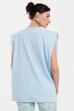 Load image into Gallery viewer, SLEEVLESS T-SHIRT WITH EMBOSSED PATTERN - BUBBLE -SKY BLUE