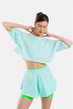 Load image into Gallery viewer, CROP TOP WITH EMBOSSED PATTERN - BUBBLE -MINT