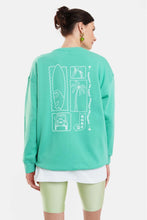 Load image into Gallery viewer, CREWNECK WITH SILK PRINT -SURF - GREEN