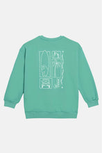 Load image into Gallery viewer, CREWNECK WITH SILK PRINT -SURF - GREEN