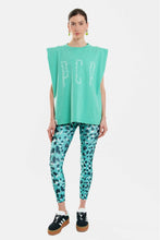 Load image into Gallery viewer, SLEEVLESS T-SHIRT WITH SILK PRINT - LEOPARD - GREEN